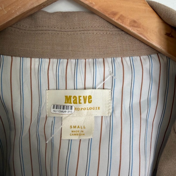 NWOT Maeve Tan Blazer Belted Pleated Back Small - Picture 4 of 5